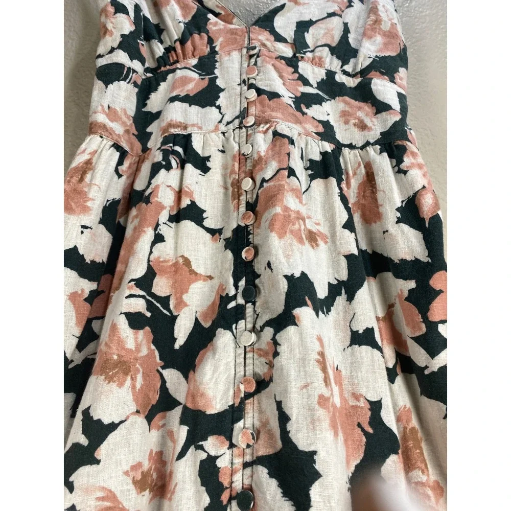 Abercrombie & Fitch Floral Linen Blend Maxi Dress Small Cottagecore Romantic